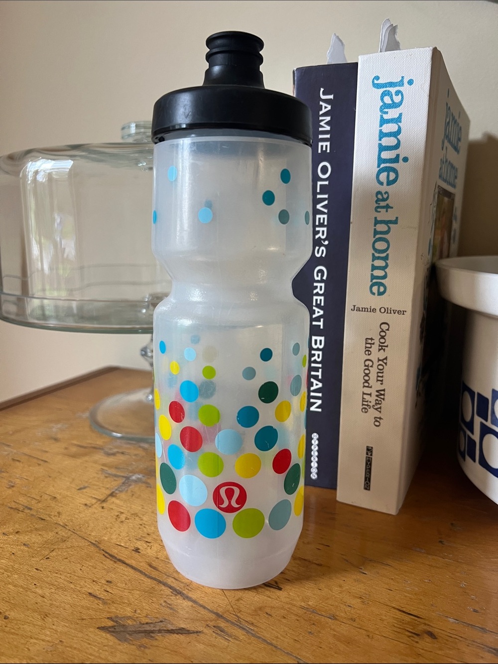 lululemon athletica White Sports Bottle with Multicolor Dot Pattern